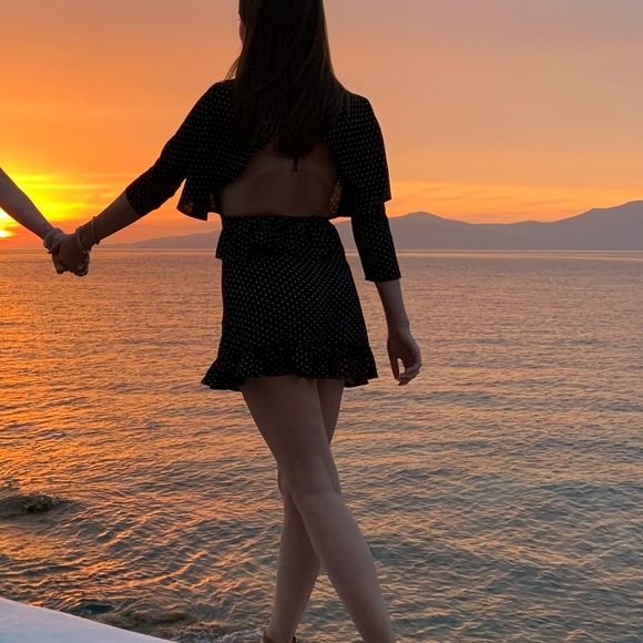 Unique21 Frill Backless Mini Dress Polka Dot Open Back Black & White Dress - Picture 9 of 9